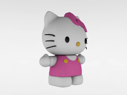 Ciao Kitty Low Poly Modello 3D