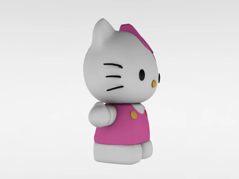 Ciao Kitty Low Poly Modello 3D