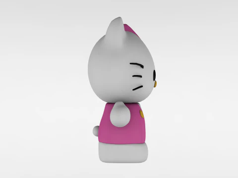 Ciao Kitty Low Poly Modello 3D