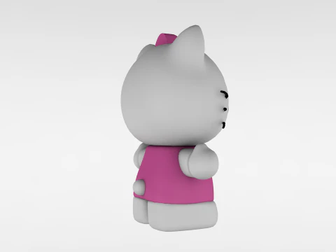 Ciao Kitty Low Poly Modello 3D