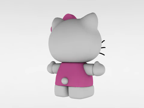 Ciao Kitty Low Poly Modello 3D