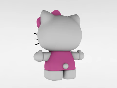 Ciao Kitty Low Poly Modello 3D