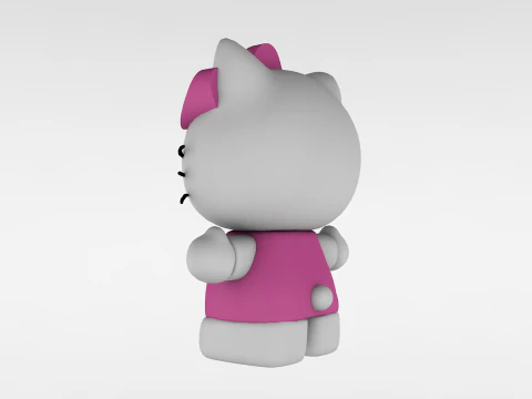 Ciao Kitty Low Poly Modello 3D