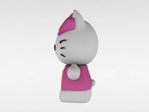 Ciao Kitty Low Poly Modello 3D