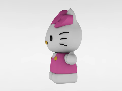 Ciao Kitty Low Poly Modello 3D