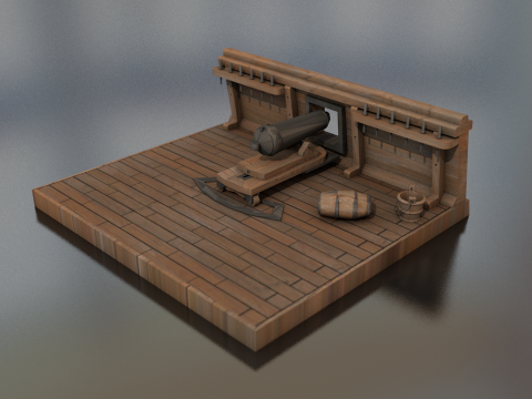 영국 캐로네이드 대포 24 Lb 3D 모델