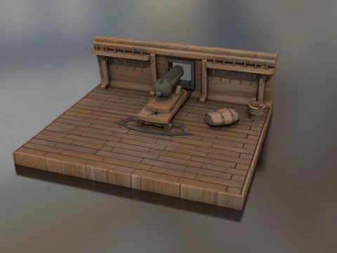 British Carronade Cannon 24 Lb 3D Model