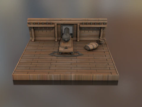 British Carronade Cannon 24 Lb 3D Model
