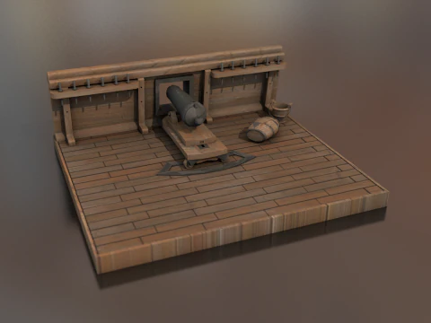 British Carronade Cannon 24 Lb 3D Model