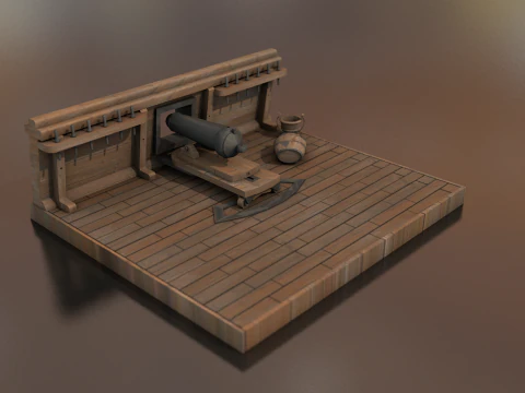 British Carronade Cannon 24 Lb 3D Model