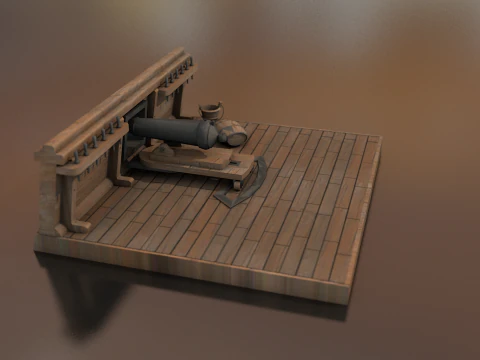 British Carronade Cannon 24 Lb 3D Model