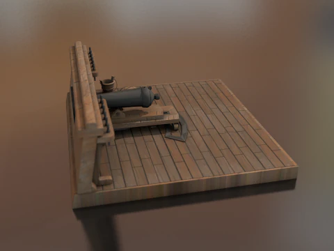 British Carronade Cannon 24 Lb 3D Model