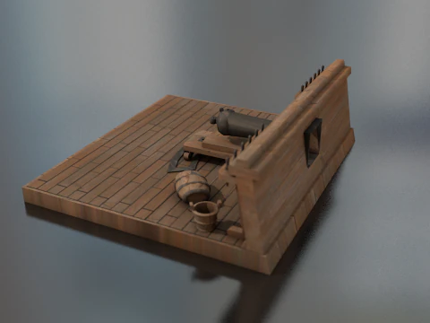 British Carronade Cannon 24 Lb 3D Model