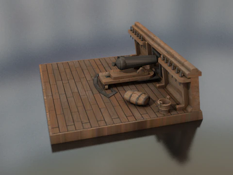 British Carronade Cannon 24 Lb 3D Model