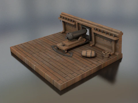 British Carronade Cannon 24 Lb 3D Model