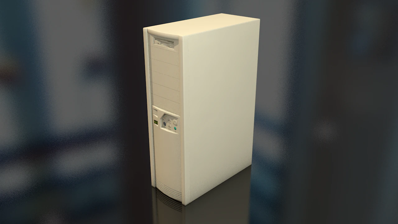 Vintage CPU Tower 3D Model .c4d .max .obj .3ds .fbx .stl .blend 