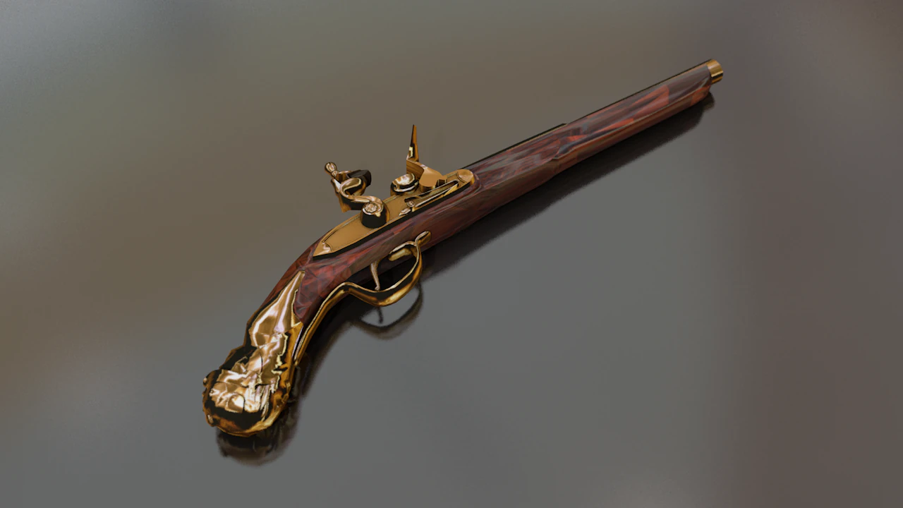Doglock Handgun Weapon XVIII 3D Model .c4d .max .obj .3ds .fbx .stl .blend