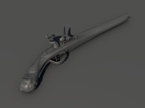 Doglock Handgun Weapon XVIII 3D Model