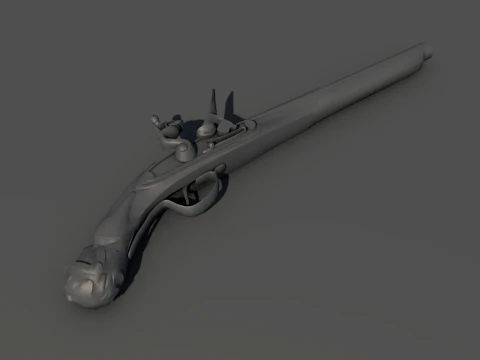 Doglock Handgun Weapon XVIII 3D Model