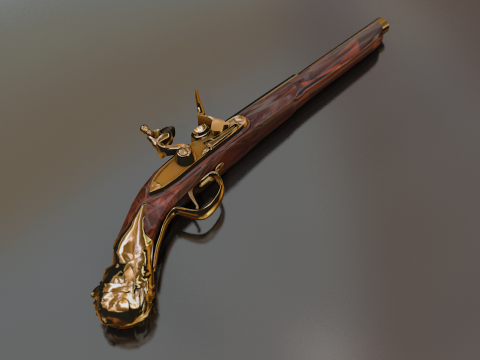 Doglock Handgun Weapon XVIII 3D Model