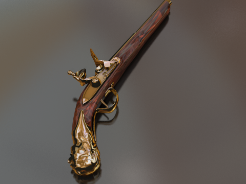 Doglock Handgun Weapon XVIII 3D Model