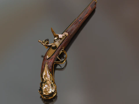 Doglock Handgun Weapon XVIII 3D Model