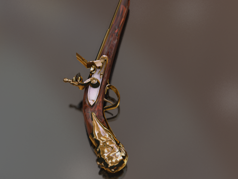 Doglock Handgun Weapon XVIII 3D Model