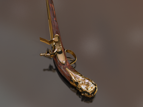 Doglock Handgun Weapon XVIII 3D Model