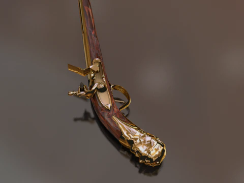 Doglock Handgun Weapon XVIII 3D Model