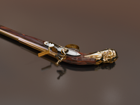 Doglock Handgun Weapon XVIII 3D Model