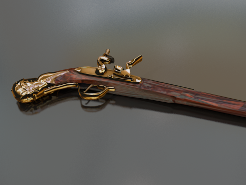 Doglock Handgun Weapon XVIII 3D Model