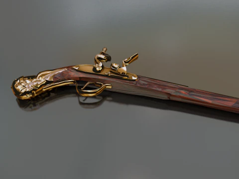 Doglock Handgun Weapon XVIII 3D Model