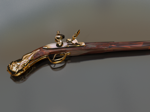 Doglock Handgun Weapon XVIII 3D Model