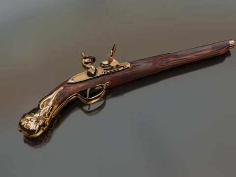 Doglock Handgun Weapon XVIII 3D Model