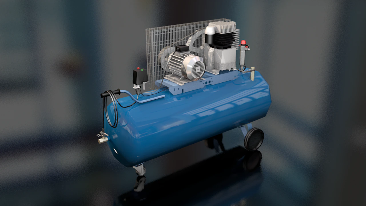 Eletric Air Compressor 3D Model .c4d .max .obj .3ds .fbx .stl .blend 