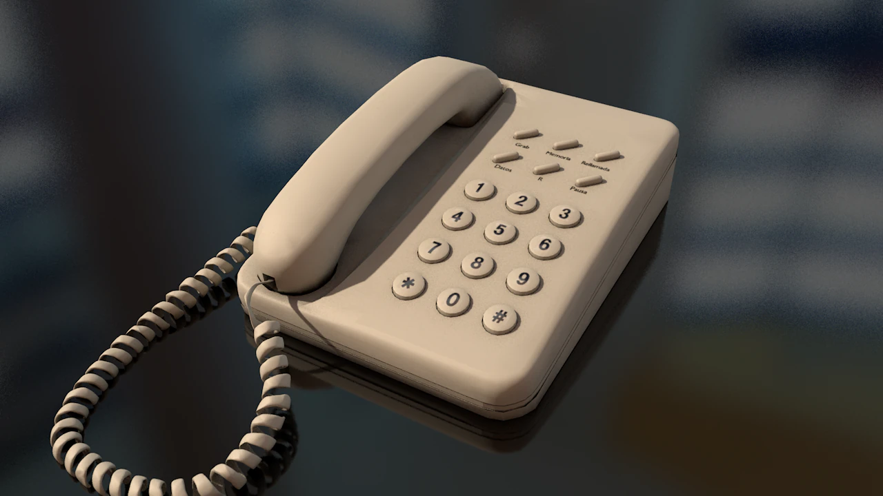 Corded Retro Telephone 3D Model .c4d .max .obj .3ds .fbx .stl .blend 