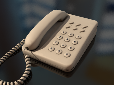 유선 레트로 전화 3D 모델