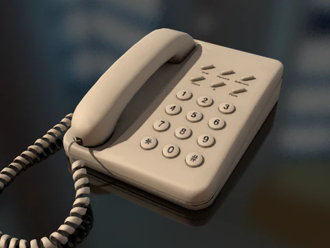 유선 레트로 전화 3D 모델