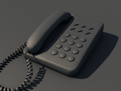 Corded Retro Telephone 3D Model