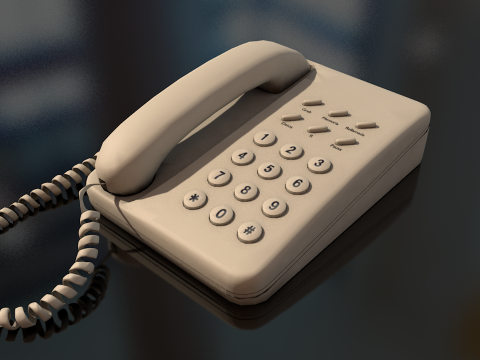Corded Retro Telephone 3D Model