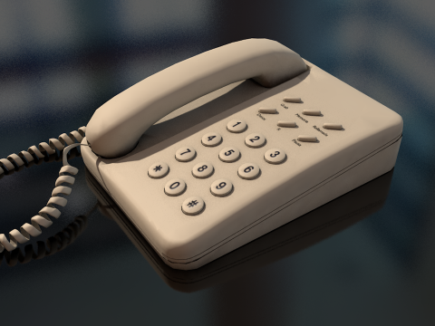 Corded Retro Telephone 3D Model