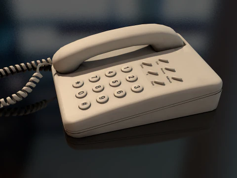 Corded Retro Telephone 3D Model