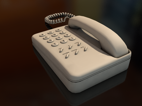 Corded Retro Telephone 3D Model