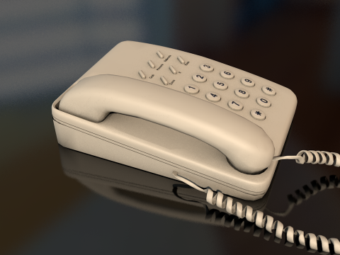 Corded Retro Telephone 3D Model