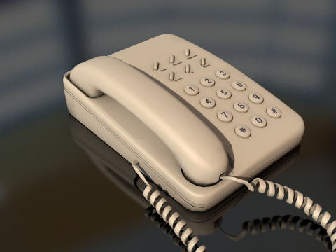 Corded Retro Telephone 3D Model