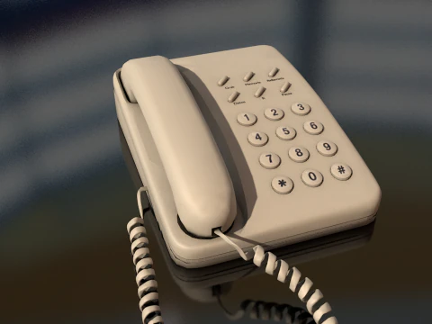 Corded Retro Telephone 3D Model