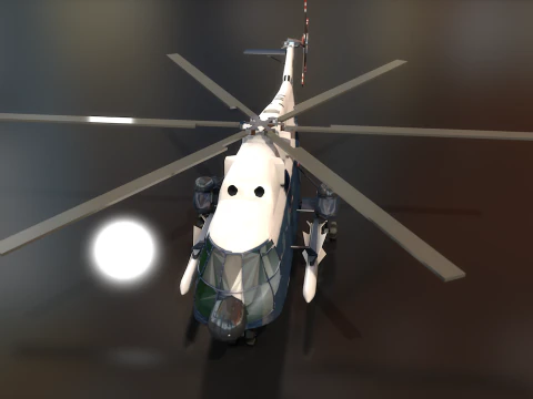 Super Frelon Marine Amphibian Helicopter 3D Model