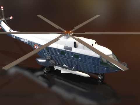 Super Frelon mariene amfibiehelikopter 3D Model