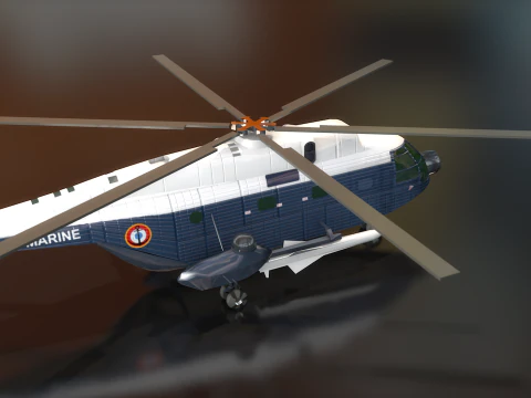 Super Frelon Marine Amphibian Helicopter 3D Model