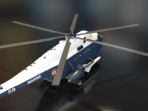 Super Frelon mariene amfibiehelikopter 3D Model